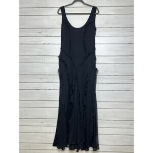 ASOS Black Ruffle Maxi Dress Scoop Back Size 8
